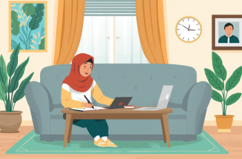 Ilustrasi mahasiswa mengikuti kuliah daring terkait kebijakan WFA 2026 di perguruan tinggi