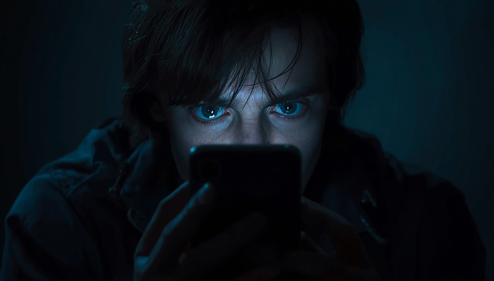 Ilustrasi seseorang melihat ponsel dengan percakapan grup terkait dugaan pelecehan seksual berbasis online