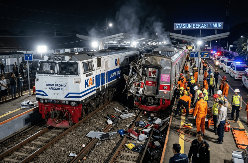  Tragedi Stasiun Bekasi Timur: KA Argo Bromo Tabrak KRL Cikarang Line, 15 Orang Tewas