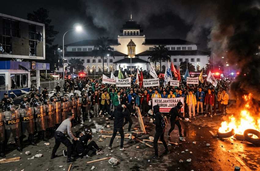 May Day Bandung Ricuh: Massa Berbaju Hitam Rusak Fasilitas, Mahasiswa Kepung DPRD Jabar