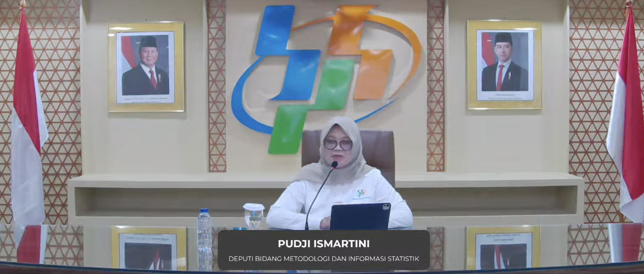 Deputi BPS Pudji Ismartini menyampaikan data inflasi Indonesia Mei 2026 dalam konferensi pers di Jakarta
